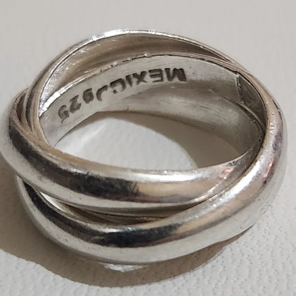 Vintage Sterling Silver Russian Wedding Ring Mexico 925 - Picture 4 of 9